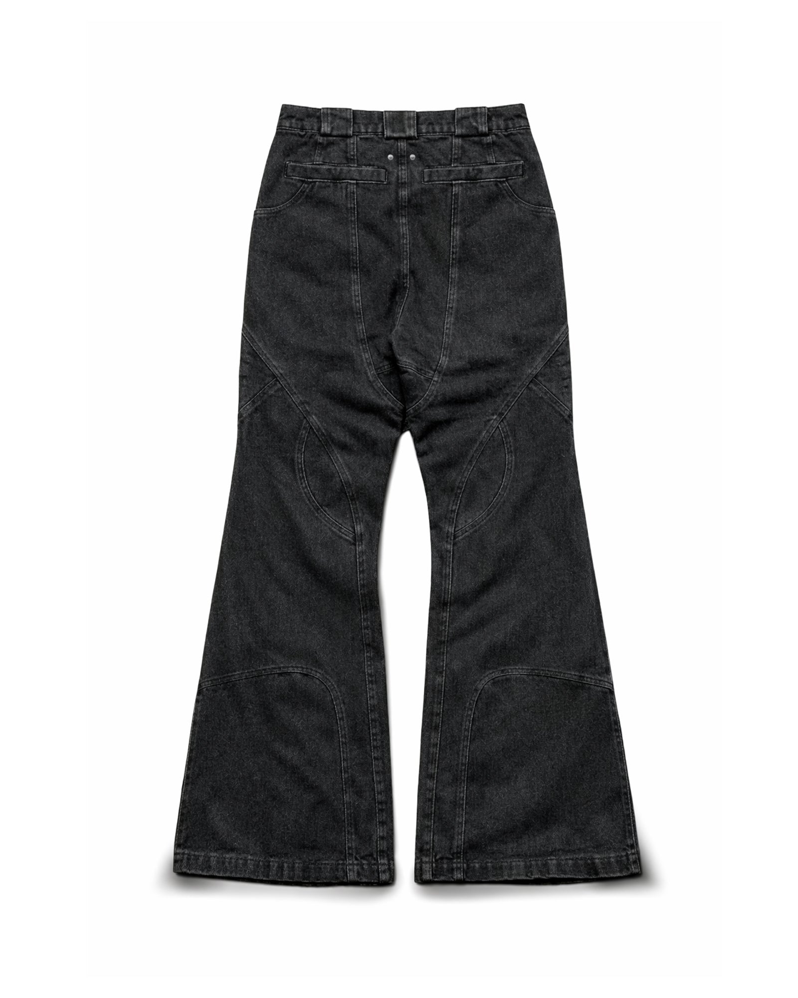 メンズ SEE opium Glossy Waxed Curved FlareDenim